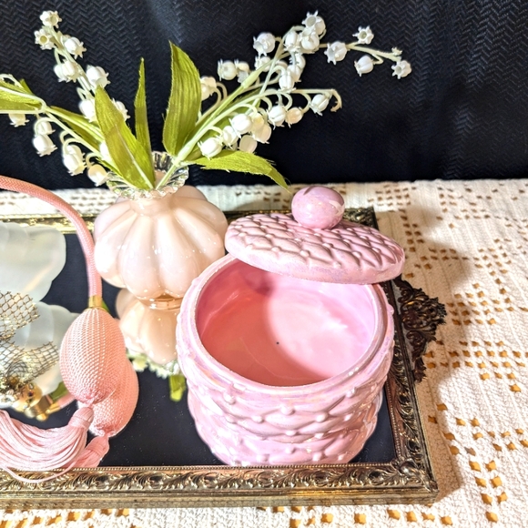 Vanity Set, Antique Vanity Tray, Perfume Bottle, Fenton Vase - Picture 4 of 4